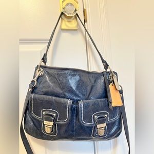 Blue crackle finish leather COACH 1941 bag